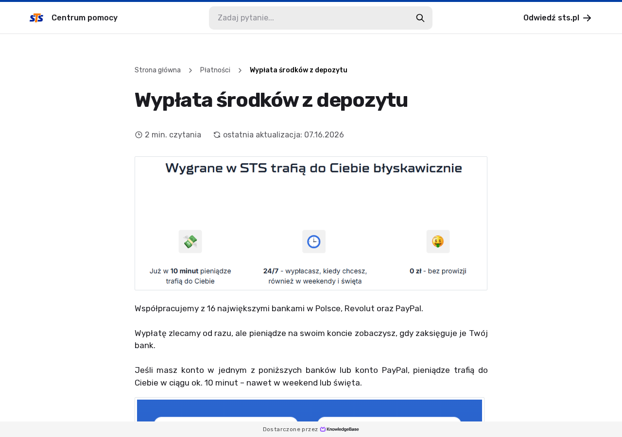 Pomoc STS dotycząca wypłaty środków